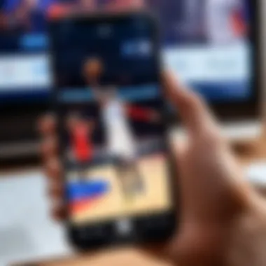 Seamless Streaming Experience Mobile phone with NBA game streaming app on screen