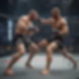 Two UFC fighters engaged in intense combat