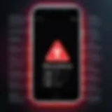 Illustration of phone displaying warning signs