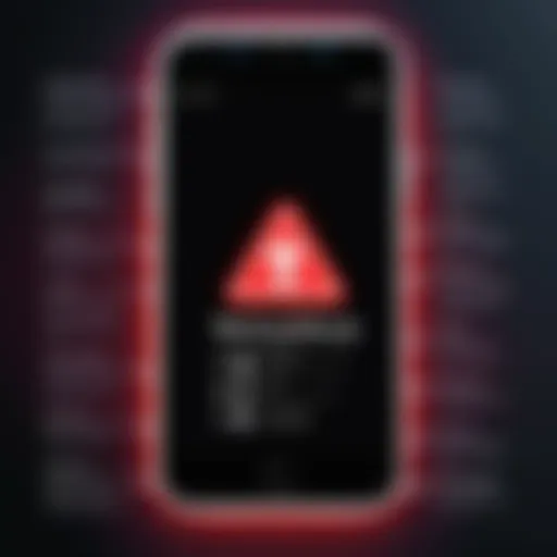 Illustration of phone displaying warning signs