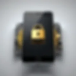 Visual representation of a smartphone with a security lock