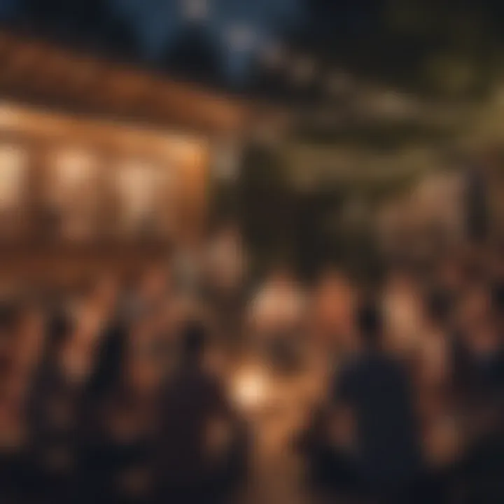 Outdoor viewing party with fairy lights and snacks